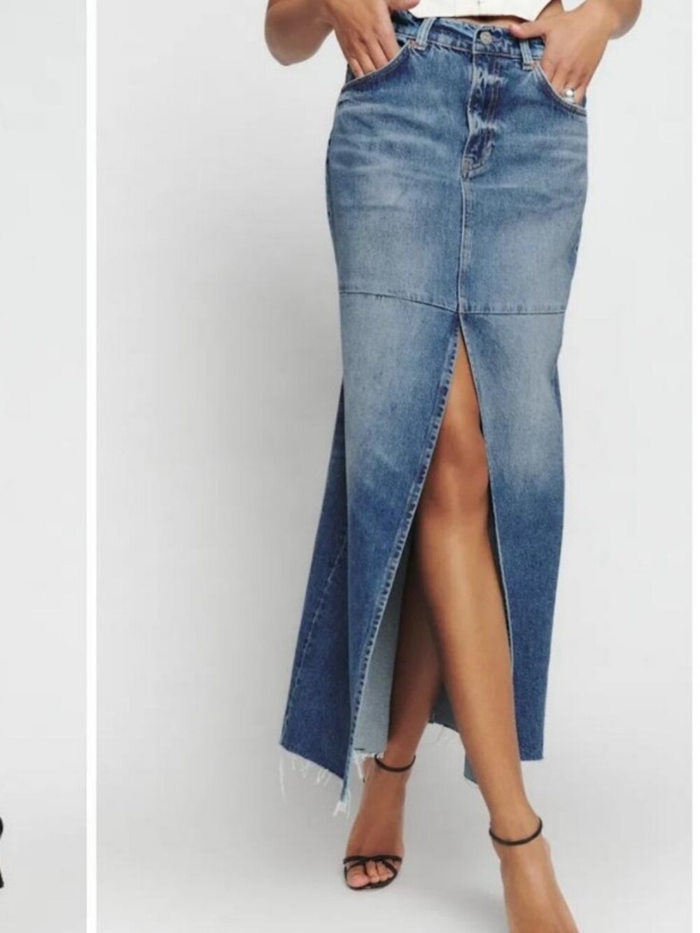 Reformation Nwt Tazz Maxi Denim Skirt In Hemlock Size 28